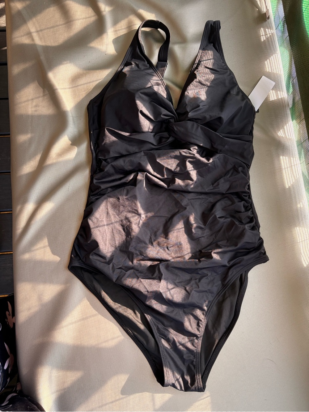 Classic Black One-Piece Swimsuit with Twist Front